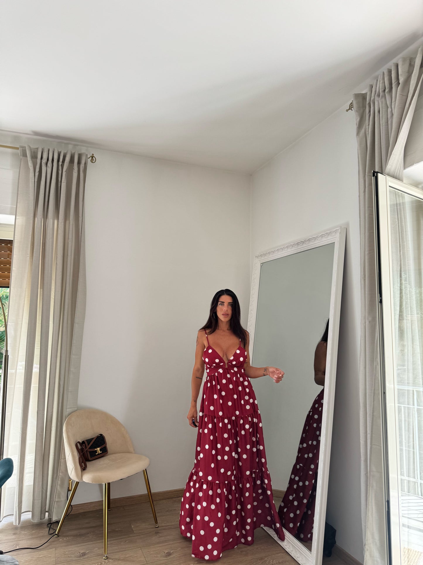Maxi DRESS pois Bordeaux