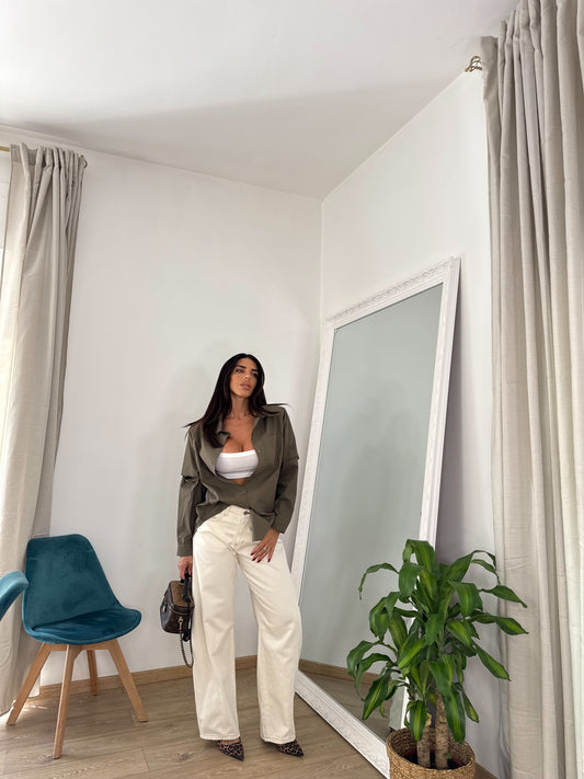 Jeans baggy cream