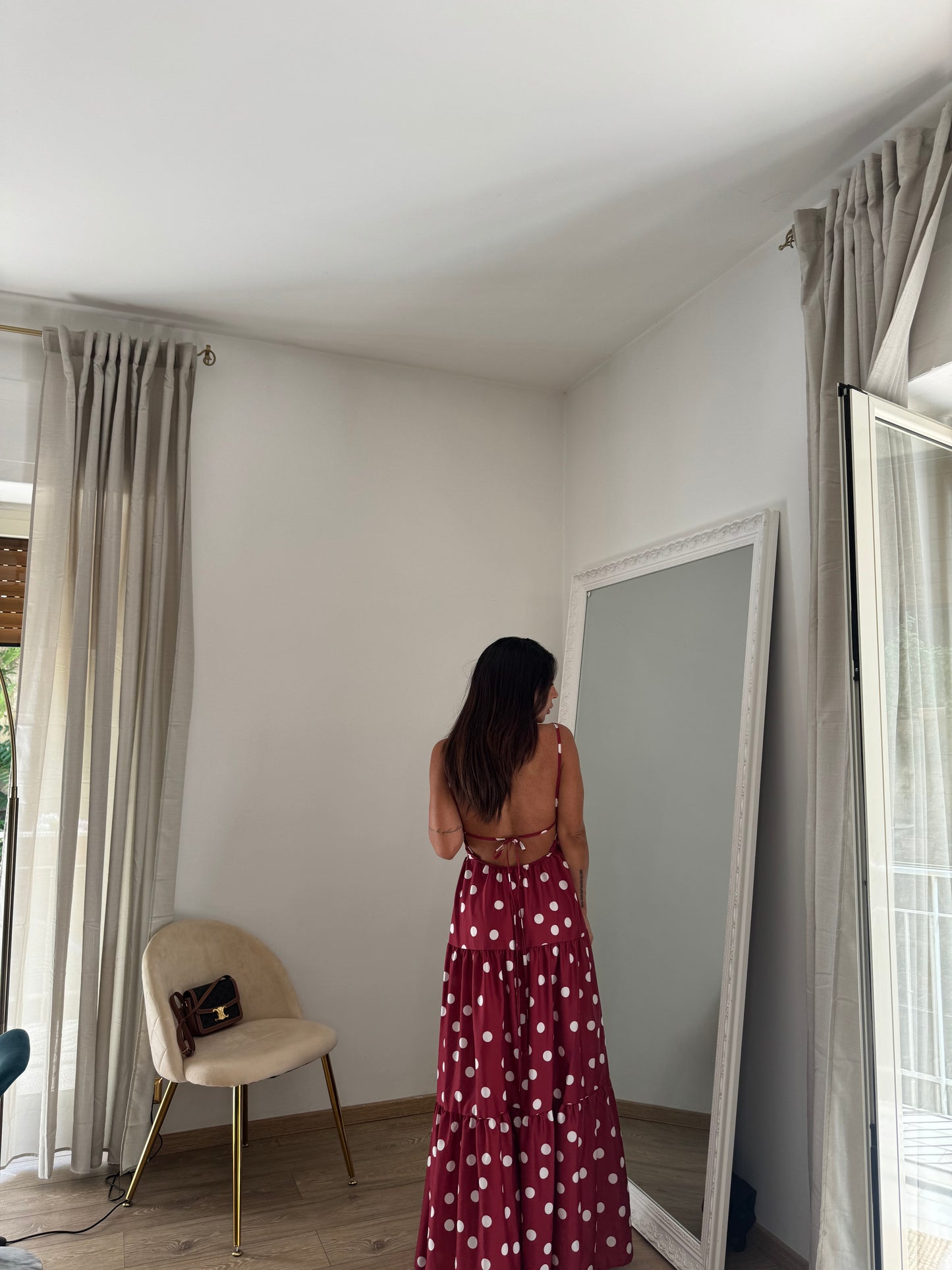 Maxi DRESS pois Bordeaux