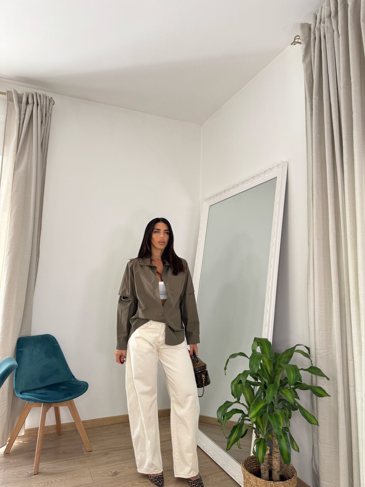 Jeans baggy cream