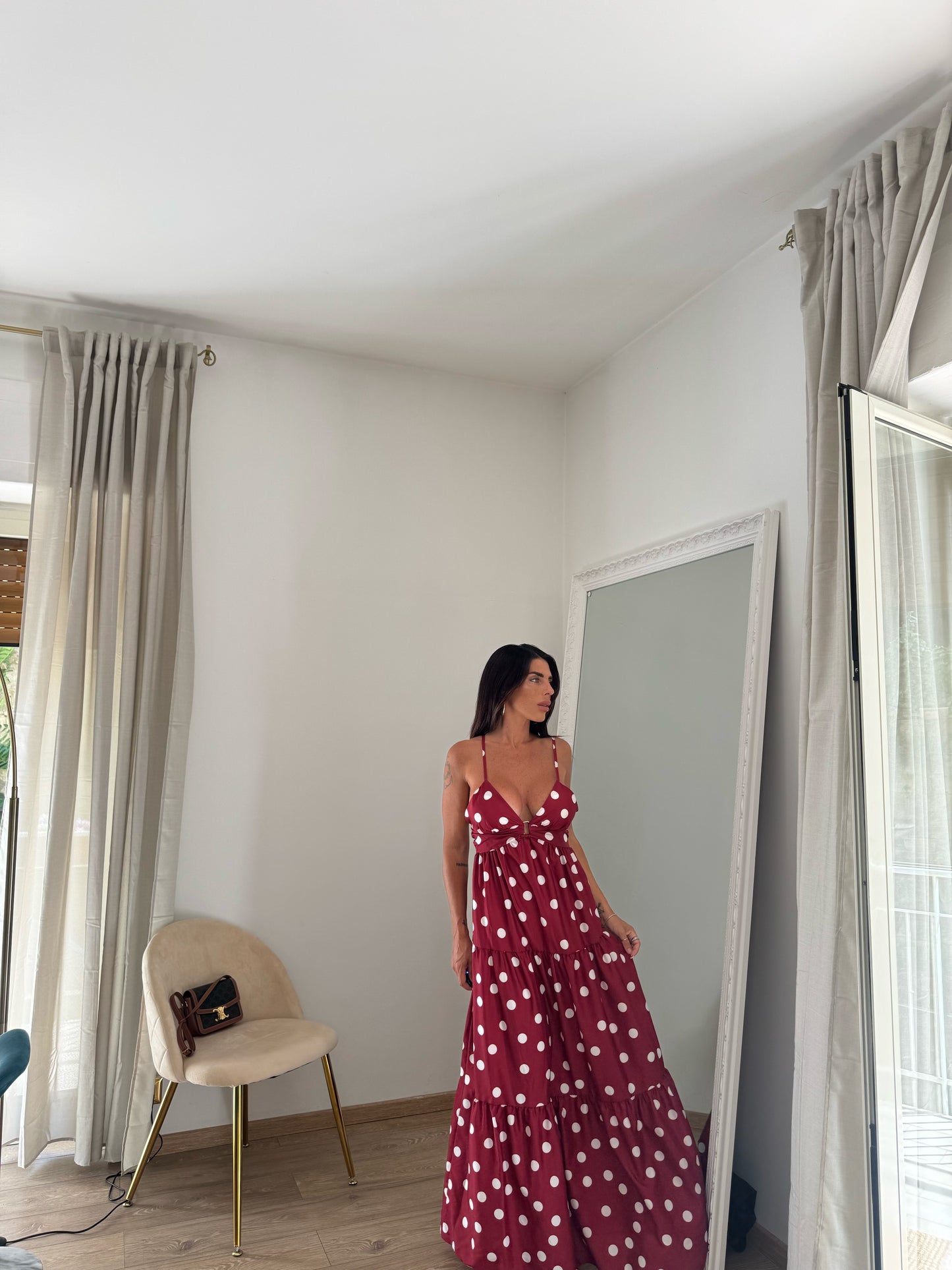 Maxi DRESS pois Bordeaux