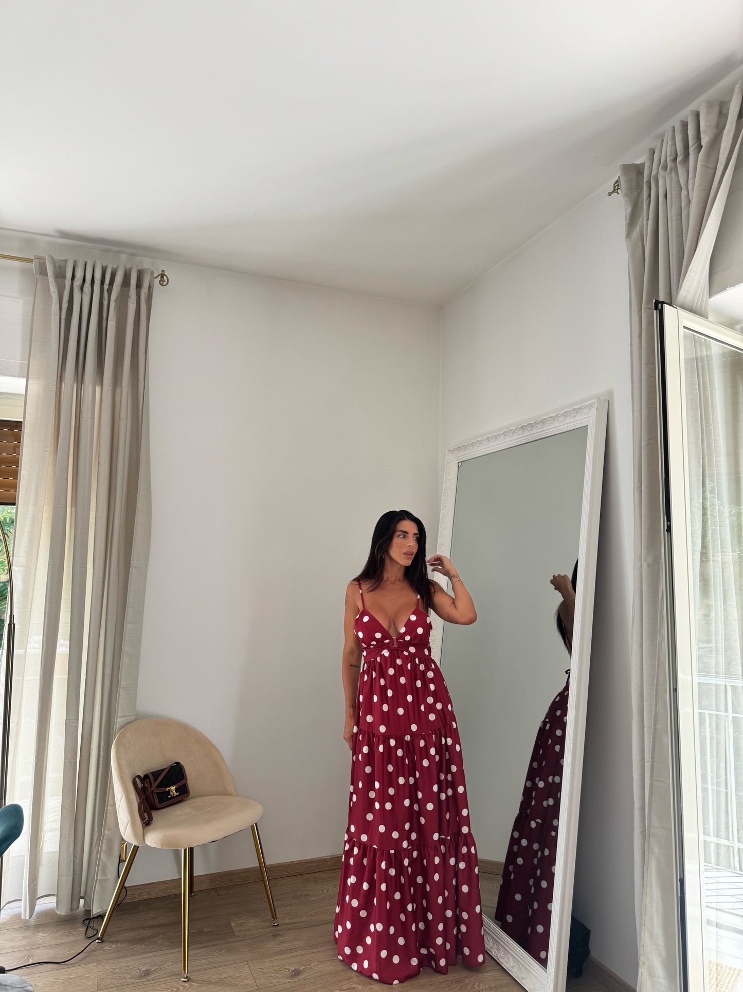 Maxi DRESS pois Bordeaux