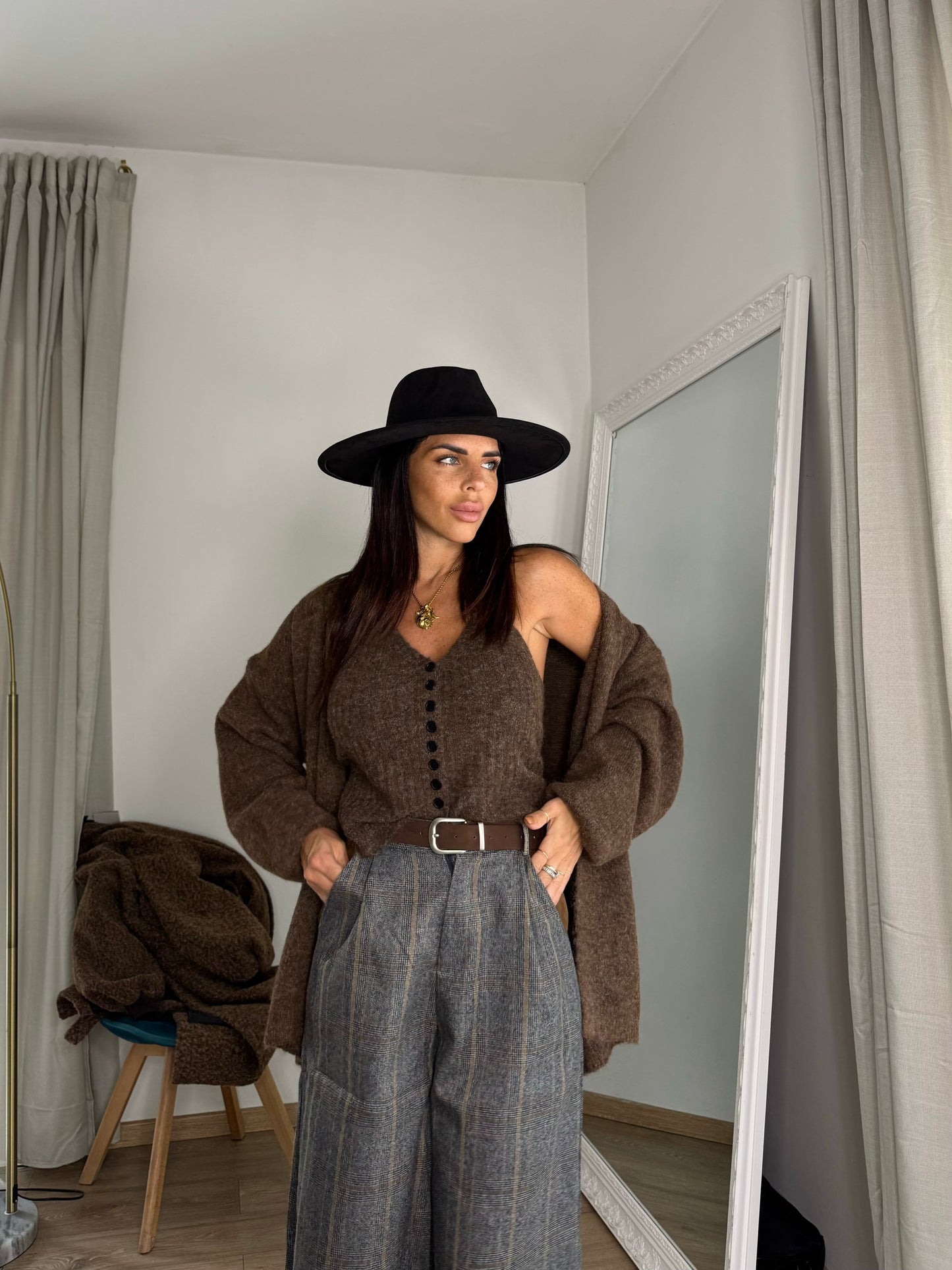 Cardigan e top Venice brown