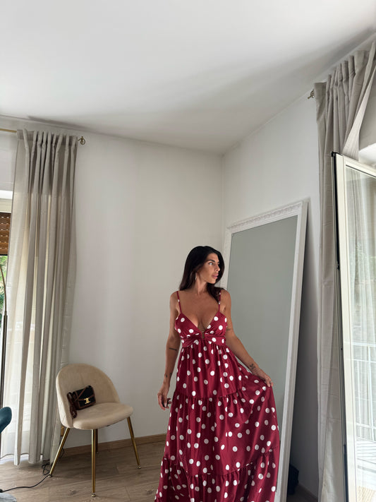 Maxi DRESS pois Bordeaux