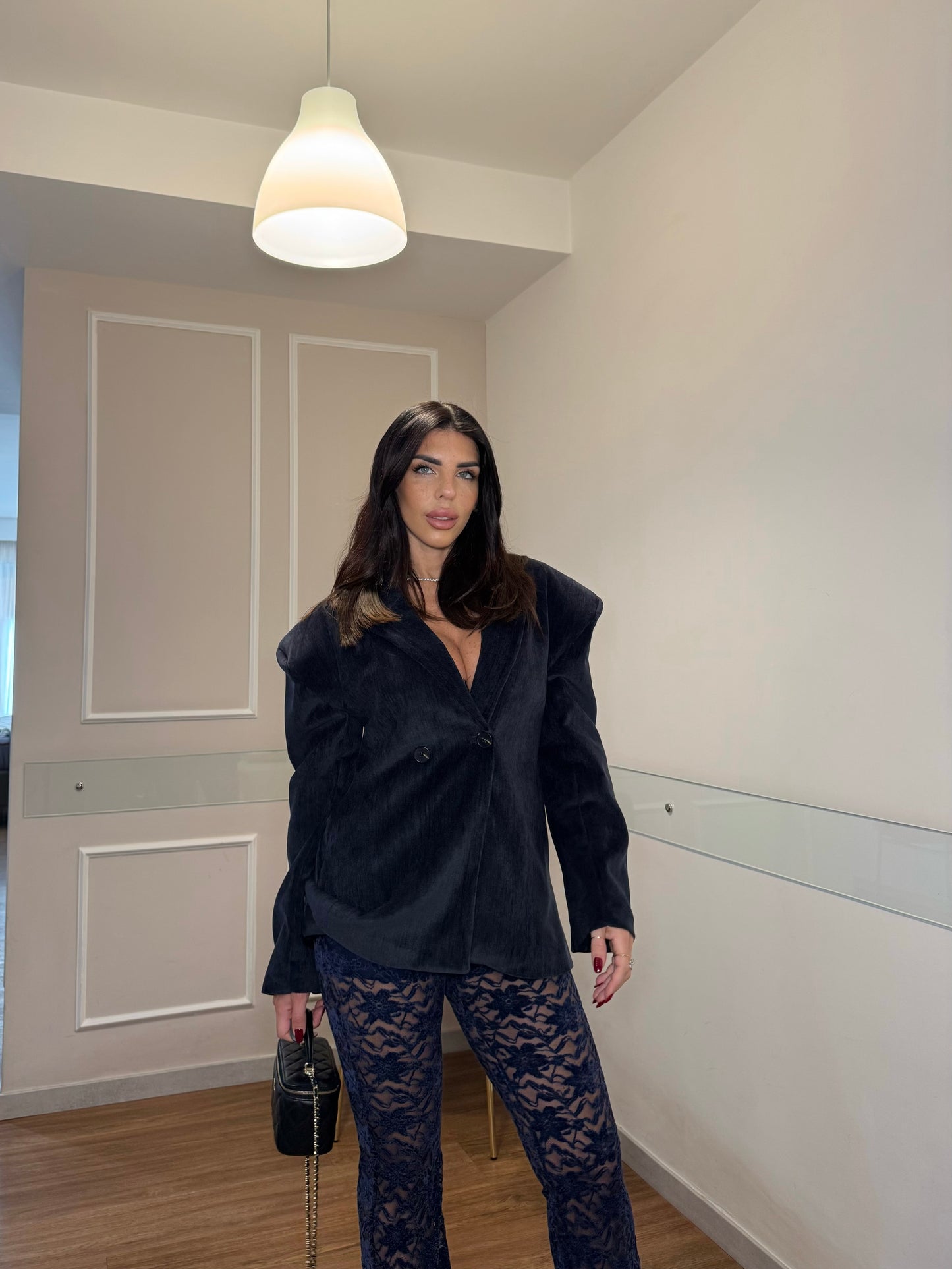 Giacca Marilya velluto blue