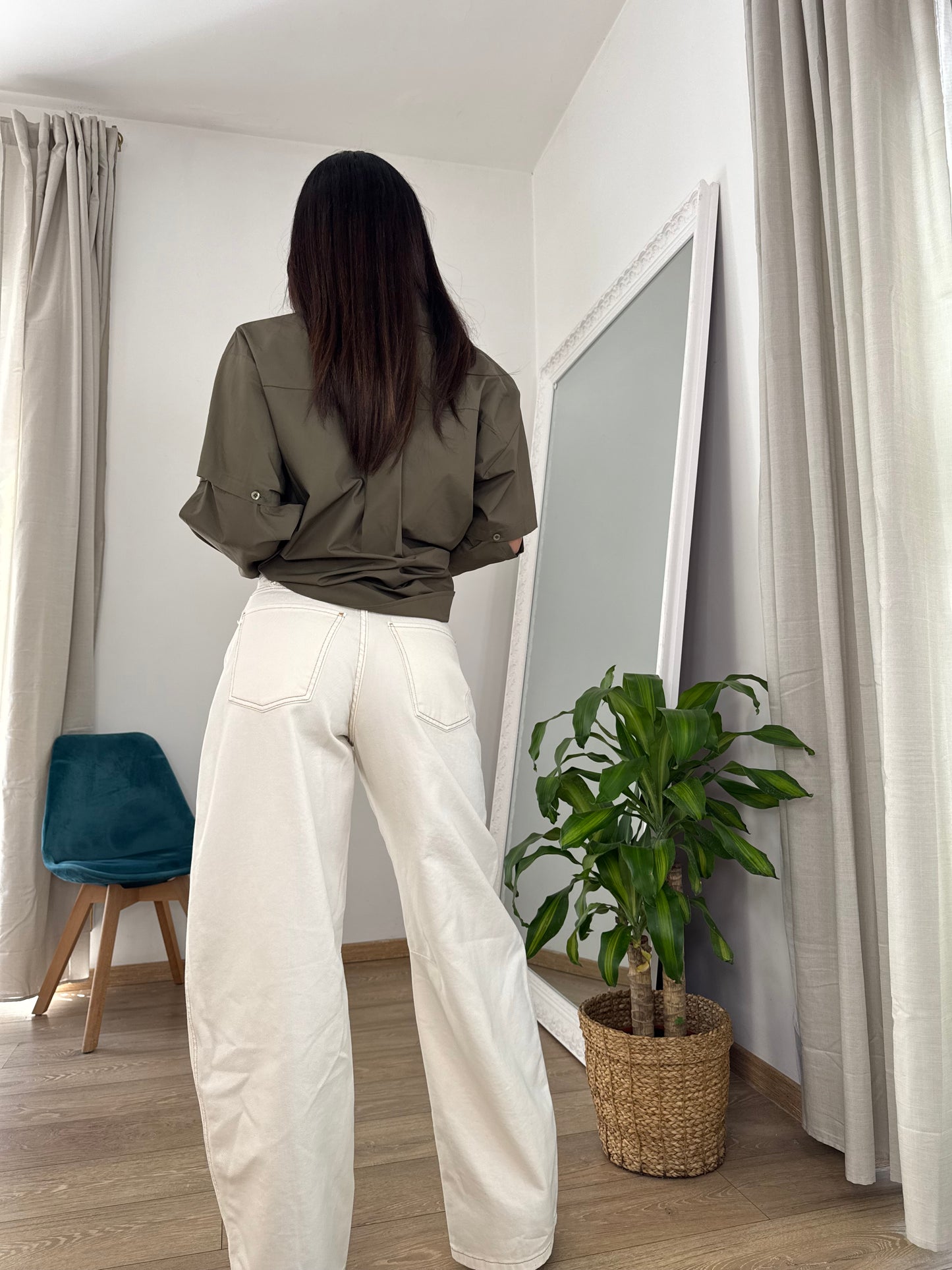 Jeans baggy cream