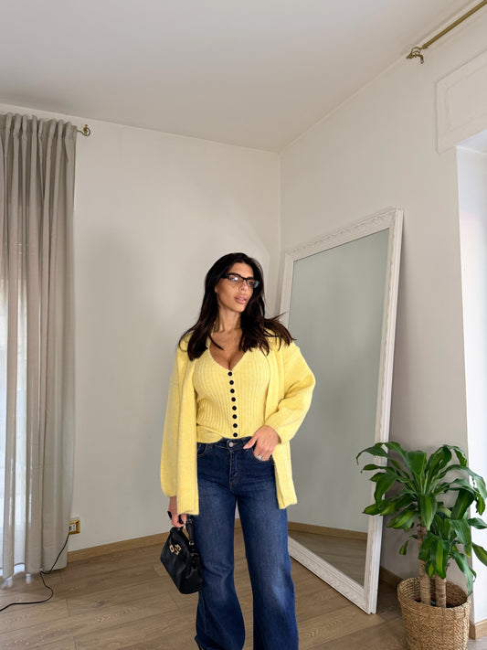 Top e cardigan Venice giallo