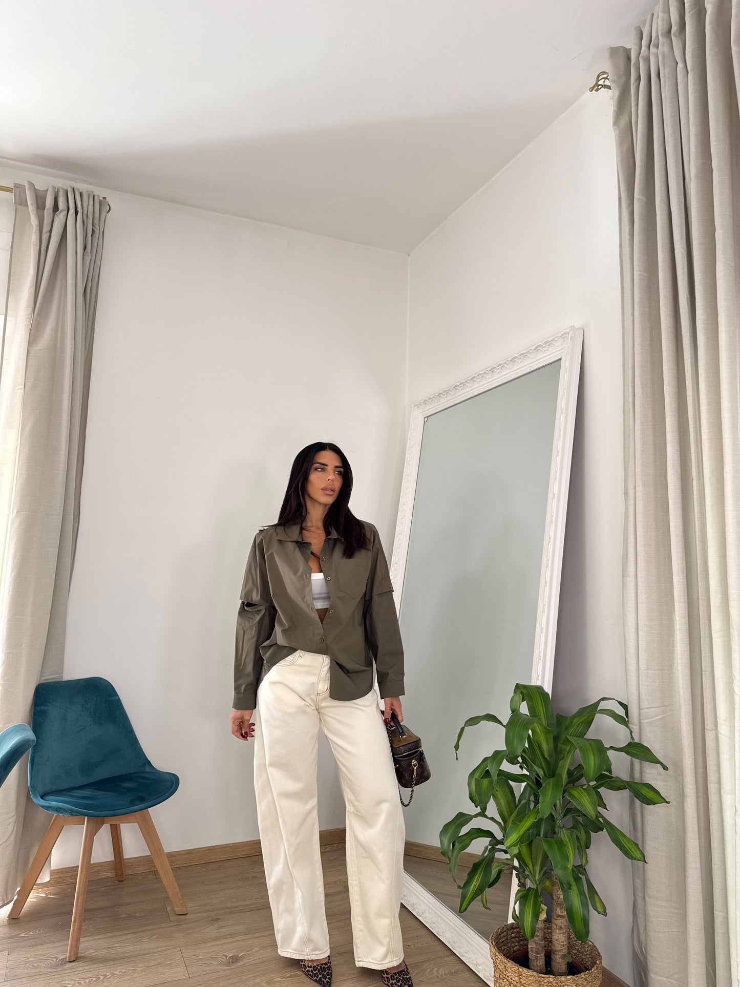 Jeans baggy cream