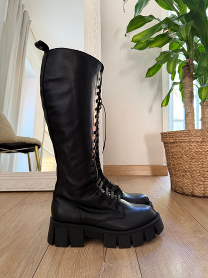 Stivali Cannes alti in pelle nera