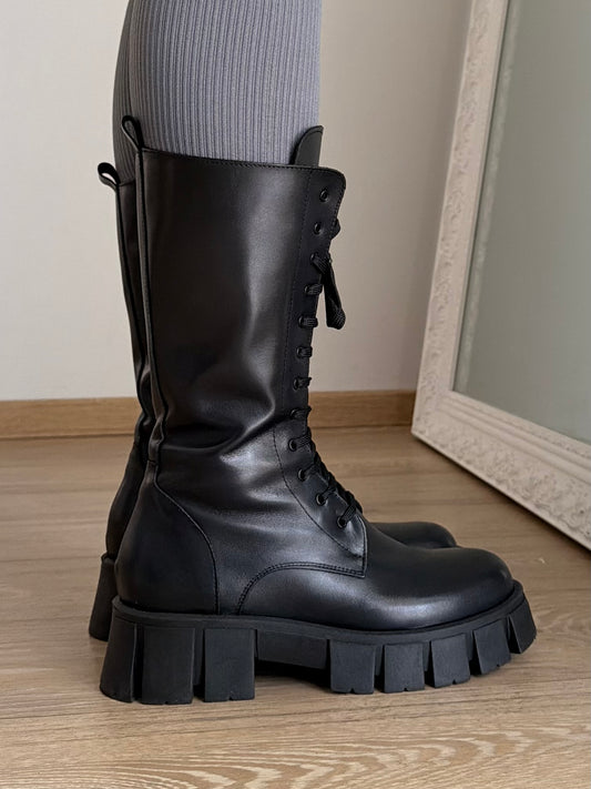 Stivaletti Cannes In pelle nera Mezza gamba