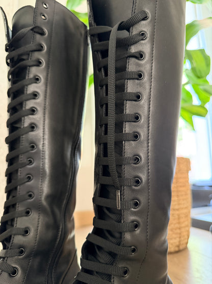 Stivali Cannes alti in pelle nera