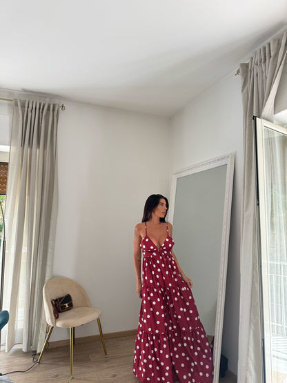 Maxi DRESS pois Bordeaux
