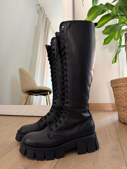 Stivali Cannes alti in pelle nera