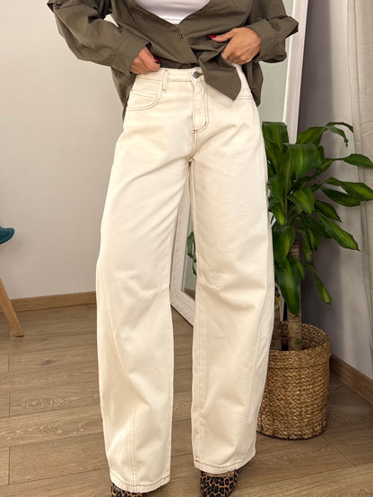 Jeans baggy cream